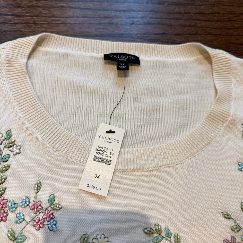 Talbots Cream Floral Spring Top - Picture 2 of 7